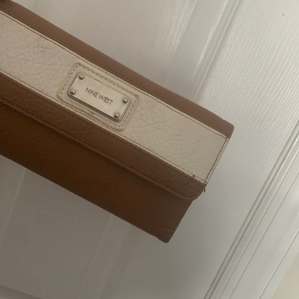 Brown and white wallet